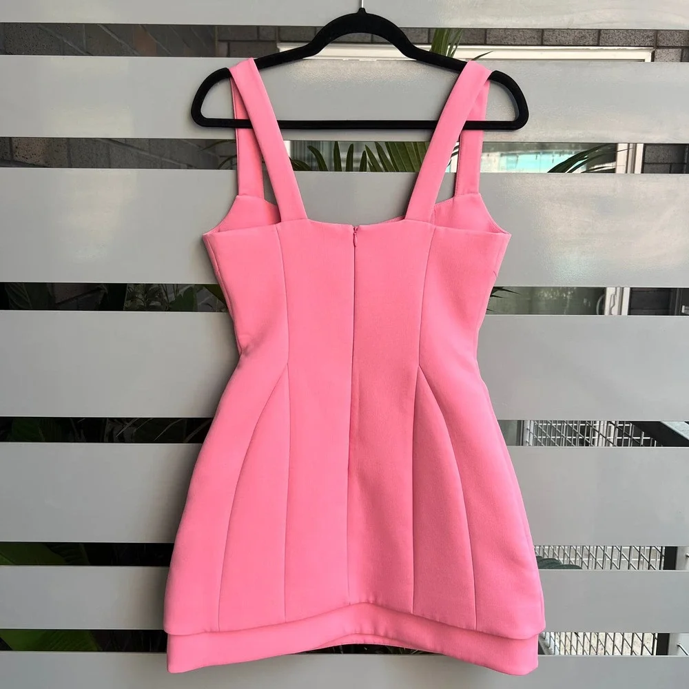 NWT Alexis 'Gineva' Sleeveless Square-Neck Opera Pink Mini Dress Size S - Picture 3 of 8